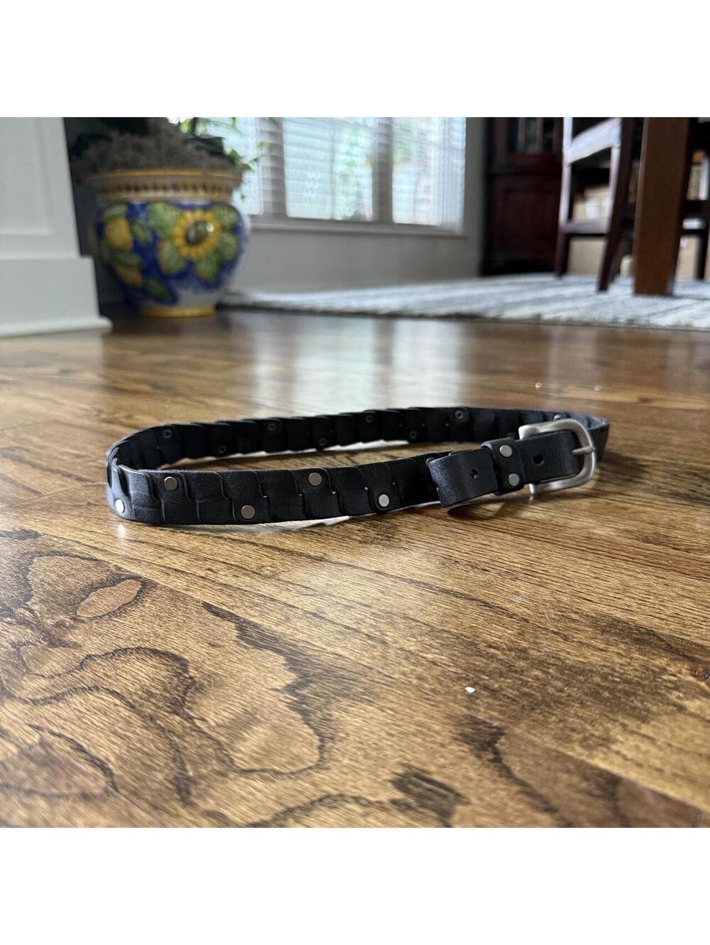🖤 Fossil Grommet Weave Leather Belt